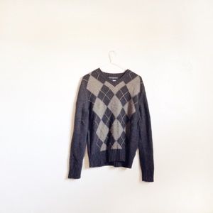 Brown Argyle Knit Sweater
